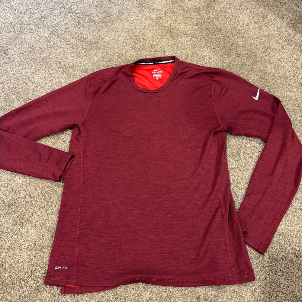 Nike Women’s Burgundy Long Sleeve Dri-FIT Tee